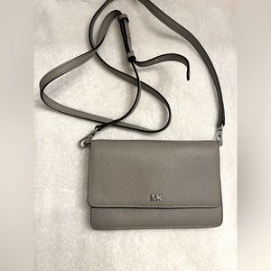 Micheal Kors Grey Pebbled Leather Convertible Crossbody Bag